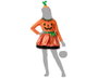 Halloween - Disfraz de Calabaza Naranja con Gorrito Tallo para Niña Halloween 5-6 Años - Vestido y Tocado - Poliéster