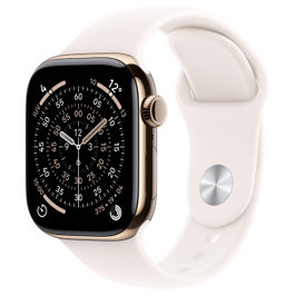 Apple Watch Series 11 GPS + Cellular 46 mm Titanio Dorado con Correa Deportiva Rosa Claro M/L