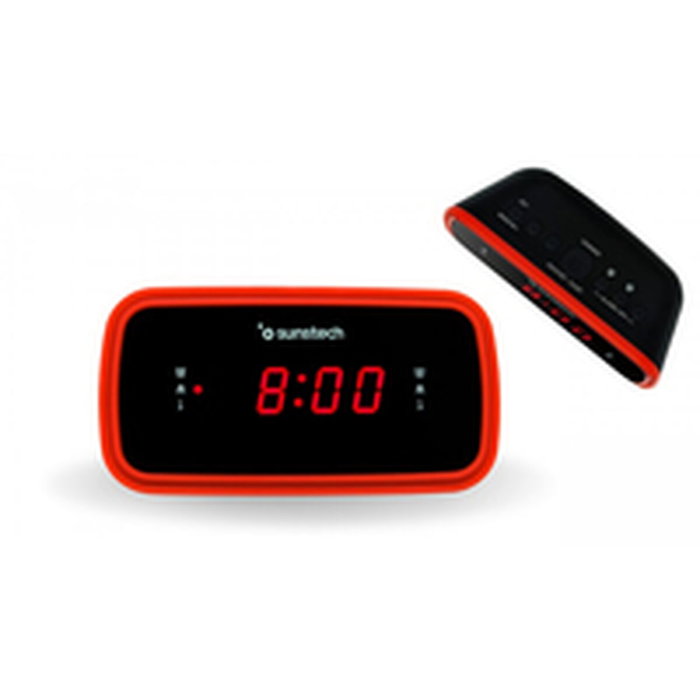 SUNSTECH FRD60RD Radio Reloj Despertador FM LED Rojo/Negro