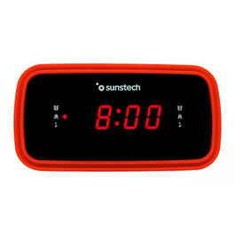 SUNSTECH FRD60RD Despertador Radio FM LED Rojo/Negro 10 Presintonías Doble Alarma