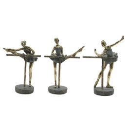 DKD Home Decor Figura de Resina Ballet Surtido de 3 Piezas, Dorado y Gris