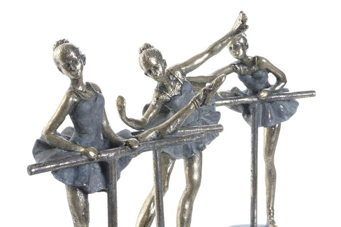 DKD Home Decor Figura Ballet Resina Dorado Gris 8 x 20 x 14 cm (3 Unidades)