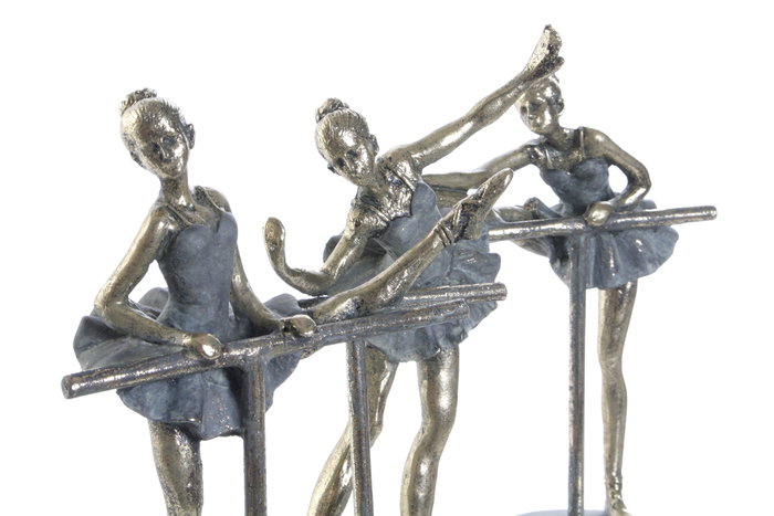 DKD Home Decor Figura de Resina Ballet Surtido de 3 Piezas, Dorado y Gris