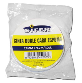 SIFER Cinta de doble cara de espuma 24 mm x 9.2 m