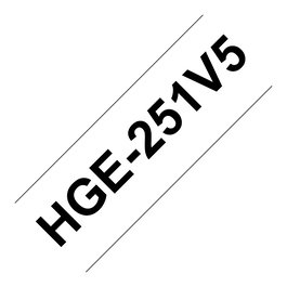 Brother HGE-651V5: Cinta de Etiquetas de Transferencia Térmica 24mmx8m, Blanca/Negro, Pack de 5 unidades - Compatible con PT-9500PC, PT-9700PC, PT -9800PCN, RL-700S