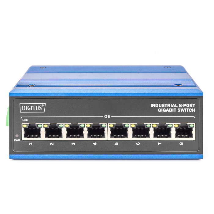 Digitus DN-651119 Switch Industrial 8 Puertos Gigabit Unmanaged, 16 Gbit/s, Full Duplex, Montaje Pared/DIN, -40 a 85 °C