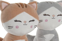 DKD Home Decor Peluche Gato Gris Marron 20x22x15 cm (6 Unidades)