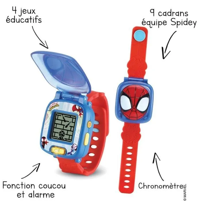 Vtech Reloj de Juego Interactivo Spidey - Héroes Spidey, Ghost-Spider y Spin - Idioma Francés Vtech Reloj de Juego Interactivo Spidey - Héroes Spidey, Ghost-Spider y Spin - Idioma Francés