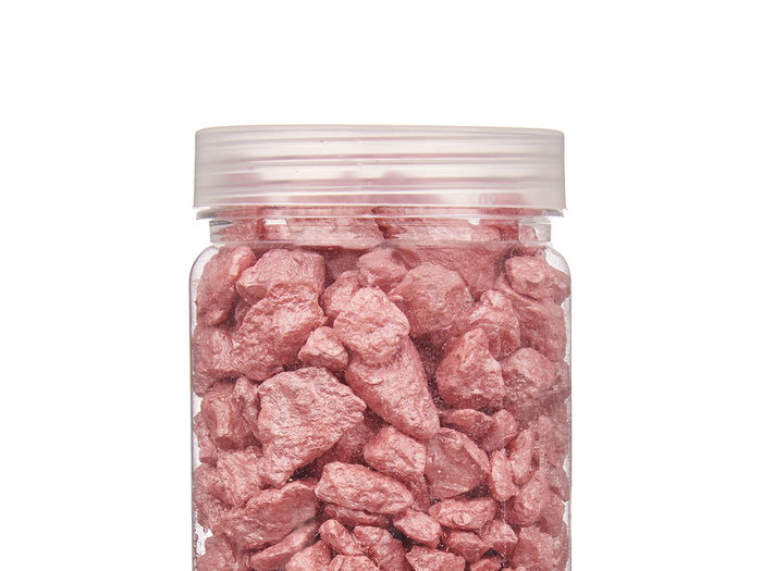 Giftdecor Bote Piedra Metalizada 700g Teja con Piedras de 10-20 mm Color Rojo (Dimensiones 6.5x15.8x6.5 cm) (Set de 12)