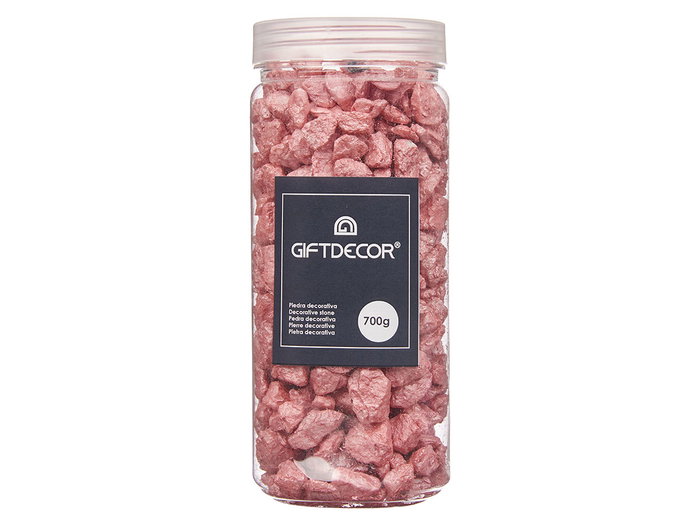 Giftdecor Bote Piedra Metalizada 700g Teja con Piedras de 10-20 mm Color Rojo (Dimensiones 6.5x15.8x6.5 cm) (Set de 12)