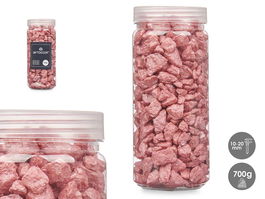 Giftdecor Bote Piedra Metalizada 700g Teja con Piedras de 10-20 mm Color Rojo (Dimensiones 6.5x15.8x6.5 cm) (Set de 12)