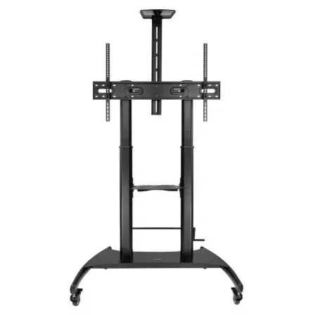 TooQ FS20404HM-B Soporte de Suelo para TV de 60-100 Pulgadas, hasta 100kg, con Ruedas, Inclinable, Regulable en Altura, Negro