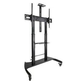 TooQ FS20404HM-B Soporte de Suelo para TV de 60-100 Pulgadas, hasta 100kg, con Ruedas, Inclinable, Regulable en Altura, Negro