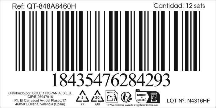 Inde Set 6 Cucharas Cafe 10.7x2.3cmx1.5mm Acero Inoxidable (12 Cajas)