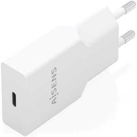 Aisens A110-0999 Cargador de Pared GaN 25W, Ultra Delgado, 1xUSB-C PD3.0, Tecnología AI, Blanco, Carga Rápida para Portátil, Móvil, Tablet