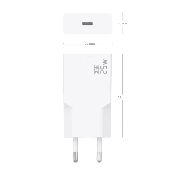 AISENS Cargador GaN Ultra Delgado 25W 1xUSB-C Blanco A110-0999