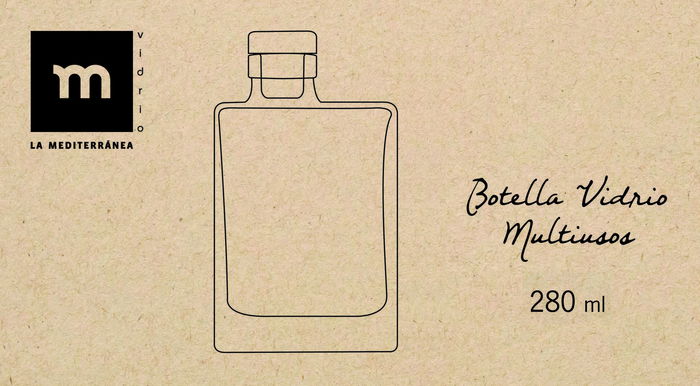 La Mediterranea Botella Vidrio Multiusos 280 ml (Ancho: 5 cm, Alto: 14 cm, Largo: 8 cm) (24 Unidades)