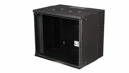 Equip Armario rack de pared 9U EWM-09-5440-B negro con puerta de cristal templado