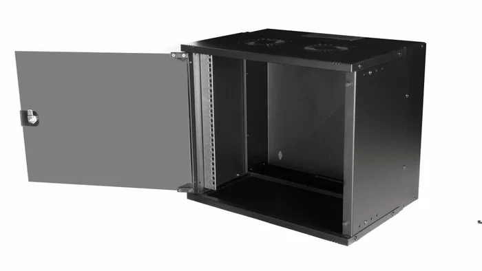 Equip Armario rack de pared 9U EWM-09-5440-B negro con puerta de cristal templado