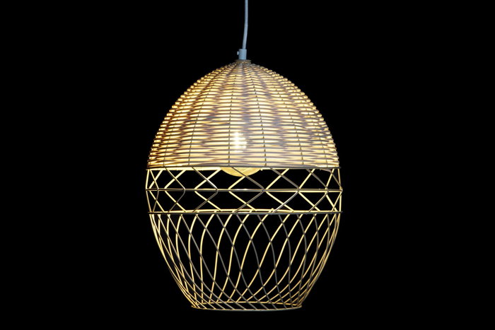 DKD Home Decor Lámpara de Techo Metal y Ratán Marrón Claro y Blanco 30x30x38 cm DKD Home Decor Lámpara de Techo Metal y Ratán Marrón Claro y Blanco 30x30x38 cm