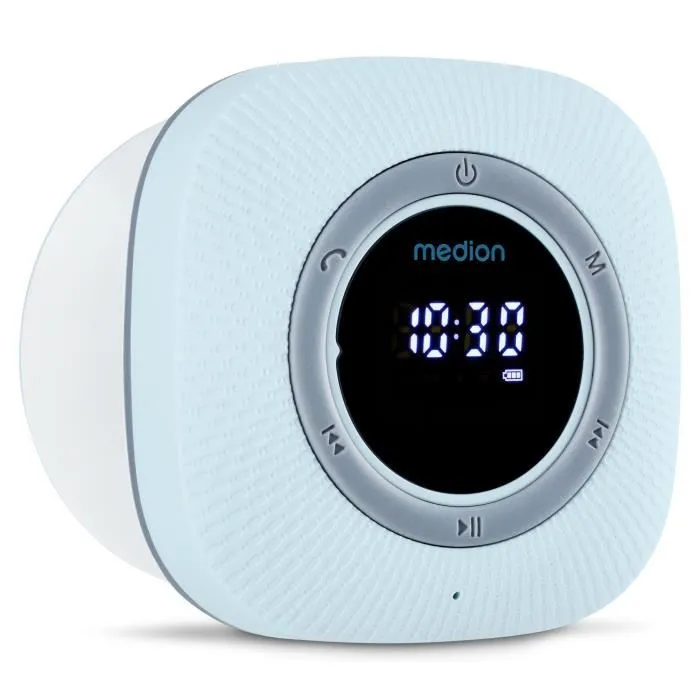 Medion MED4061275227659 Radio de ducha FM Bluetooth IPX6 Soporte ventosa Azul