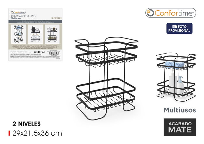 Inde Estantería de Acero con Recubrimiento de Polvo, 2 Niveles Multiusos para Apoyo, Ancho 21.5 cm x Alto 36.1 cm x Largo 28.5 cm (4 Unidades) Inde Estantería de Acero con Recubrimiento de Polvo, 2 Niveles Multiusos para Apoyo, Ancho 21.5 cm x Alto 36.1 cm x Largo 28.5 cm (4 Unidades)