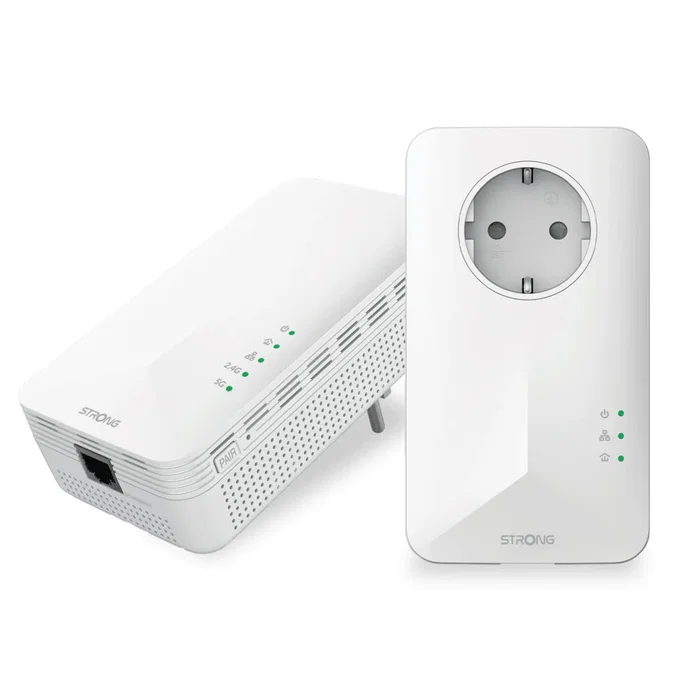 Strong POWERL1000DUOWIFIEUV2 Kit Adaptador PowerLine 1000 Mbps WiFi 5 (802.11ac) y Gigabit Ethernet, HomePlug AV2, Blanco, 2 Unidades