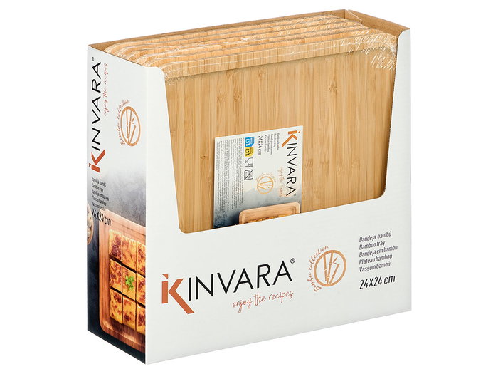 Kinvara Bandeja Cuadrada Bambú 24 x 24 cm Natural (Set de 12) Kinvara Bandeja Cuadrada Bambú 24 x 24 cm Natural (Set de 12)