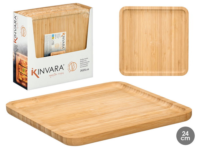 Kinvara Bandeja Cuadrada Bambú 24 x 24 cm Natural (Set de 12) Kinvara Bandeja Cuadrada Bambú 24 x 24 cm Natural (Set de 12)