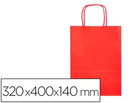 Q-connect Bolsa Papel Celulosa Rojo L con Asa Retorcida 320x400x140 mm (Paquete de 25)