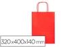 Q-connect Bolsa Papel Celulosa Rojo L con Asa Retorcida 320x400x140 mm (Paquete de 25)