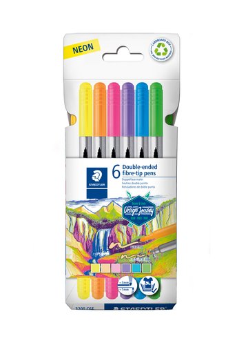 STAEDTLER 3200 Design Journey Estuche de 6 Rotuladores Doble Punta Colores Neón STAEDTLER 3200 Design Journey Estuche de 6 Rotuladores Doble Punta Colores Neón
