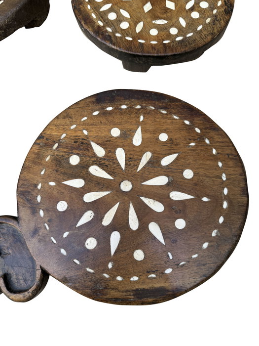 DKD Home Decor Centro de Mesa de Teca y Hueso con Taracea Antiguo Surtido