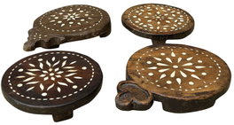 DKD Home Decor Centro de Mesa de Teca y Hueso con Taracea Antiguo Surtido