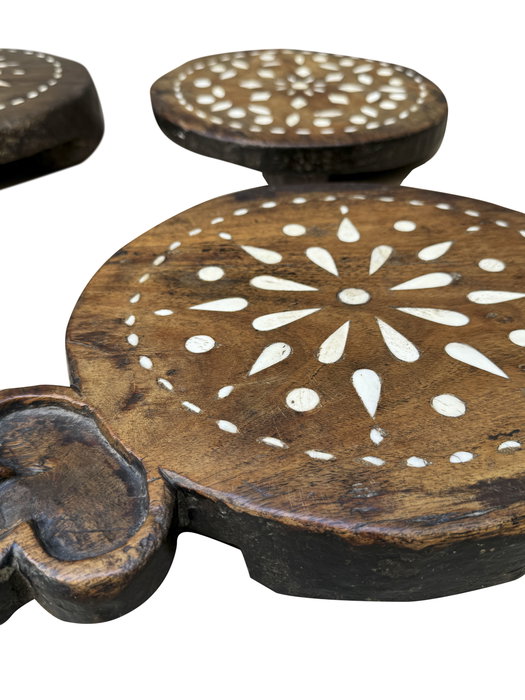 DKD Home Decor Centro de Mesa de Teca y Hueso con Taracea Antiguo Surtido