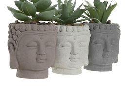 DKD Home Decor Planta Oriental 24 Unidades Marron Gris Beige Cemento Pe Buda 5.5 x 8.5 x 5.5 cm