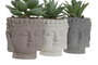 DKD Home Decor Surtido de 3 Figuras de Buda en Cemento, Estilo Oriental