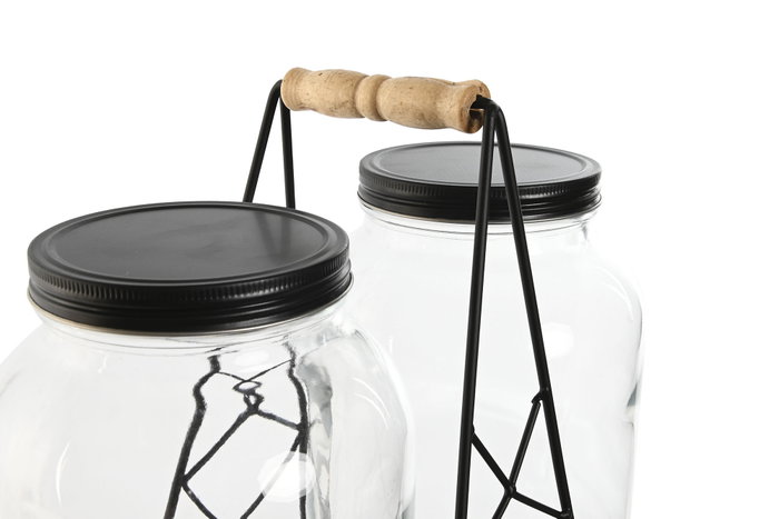 DKD Home Decor Set de 2 Dispensadores de Bebidas Básicos Negro 3,5l