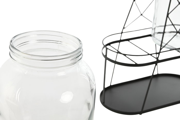 Dispensador Bebidas Basicos DKD Home Decor Negro 18 x 46 x 34 cm Set de 2