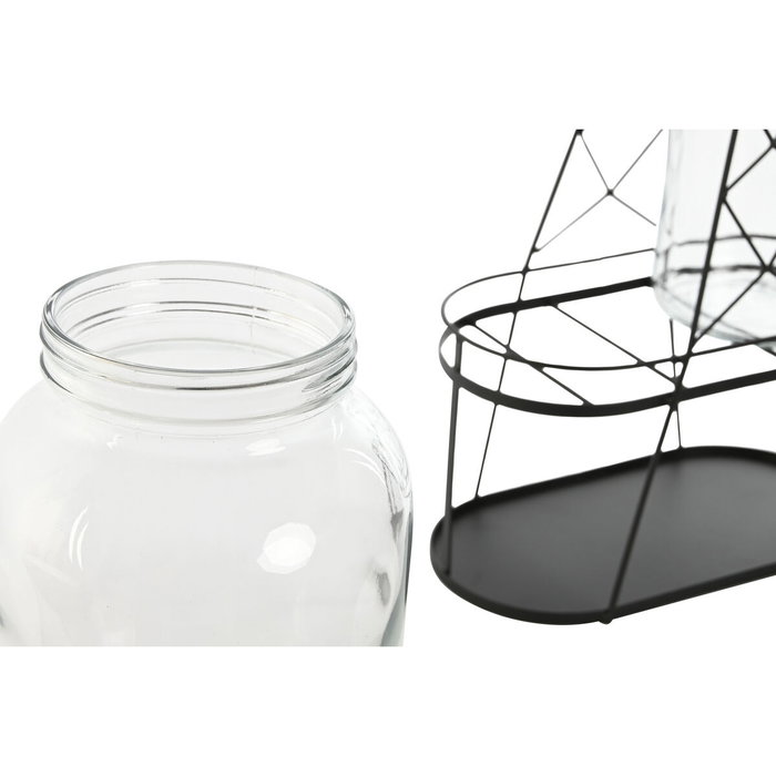 DKD Home Decor Set de 2 Dispensadores de Bebidas Básicos Negro 3,5l