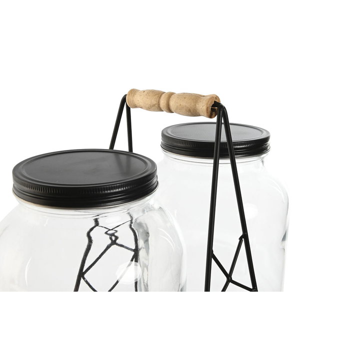 DKD Home Decor Set de 2 Dispensadores de Bebidas Básicos Negro 3,5l