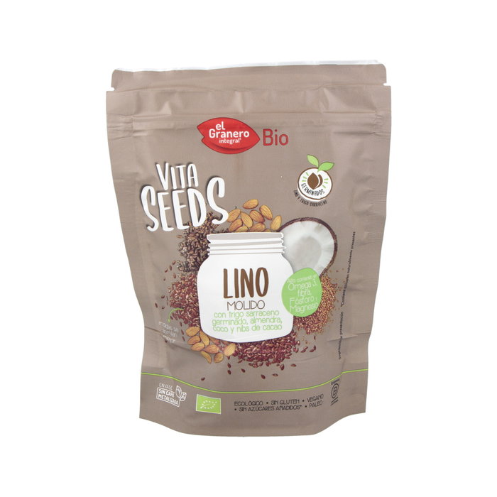 EL GRANERO Vitaseeds Lino Molido Con Trigo Sarraceno 200Gr Bio - Semillas de Lino Marrón, Harina de Almendra, Cacao y Coco Rallado, Ecológico EL GRANERO Vitaseeds Lino Molido Con Trigo Sarraceno 200Gr Bio - Semillas de Lino Marrón, Harina de Almendra, Cacao y Coco Rallado, Ecológico