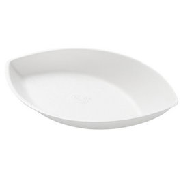 DUNI Plato de Bagazo Desechable, 140 ml / 14 cl, Dimensiones 170x100x40 mm, Blanco, Pack de 500 Unidades