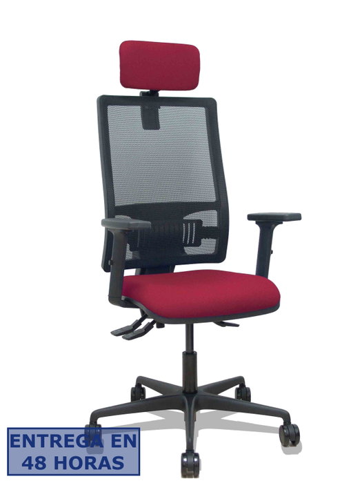 PIQUERAS Y CRESPO Bormate Silla de Oficina con Mecanismo Asincro, Asiento Granate y Respaldo Negro