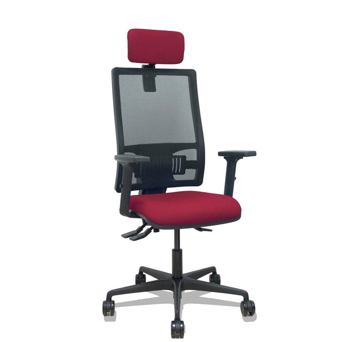 PIQUERAS Y CRESPO Bormate Silla de Oficina con Mecanismo Asincro, Asiento Granate y Respaldo Negro