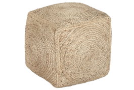DKD Home Decor Reposapiés Boho Hecho a Mano de Yute Natural 45x45x45 cm - Pack de 2 Unidades