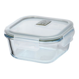 San Ignacio Fiambrera Experto Cuadrada 320 ml de Vidrio Borosilicato Apto Horno Microondas Congelador Lavavajillas Hermética con Válvula Tapa Verde 12 x 12 x 9 cm