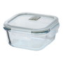 San Ignacio Fiambrera Experto Cuadrada 320 ml de Vidrio Borosilicato Apto Horno Microondas Congelador Lavavajillas Hermética con Válvula Tapa Verde 12 x 12 x 9 cm
