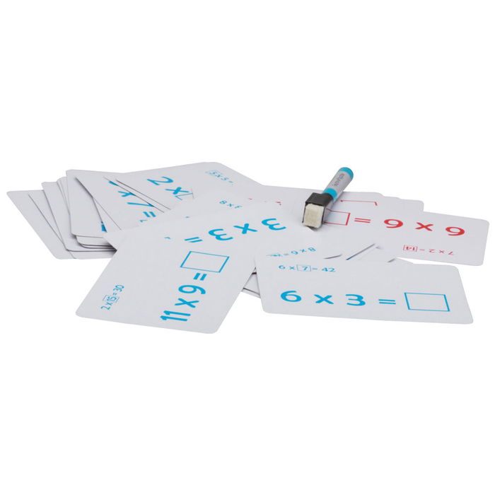 Jeux 2 momes Juego de 36 Cartas de Cálculo, Sumas, Restas, Multiplicaciones y Divisiones, Doble Cara, Plastificadas, Borrables con Rotulador