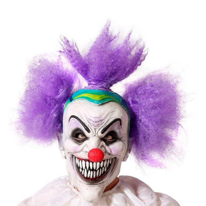 Atosa Máscara de Payaso Asesino de Halloween, Blanco con Pelo Violeta Atosa Máscara de Payaso Asesino de Halloween, Blanco con Pelo Violeta